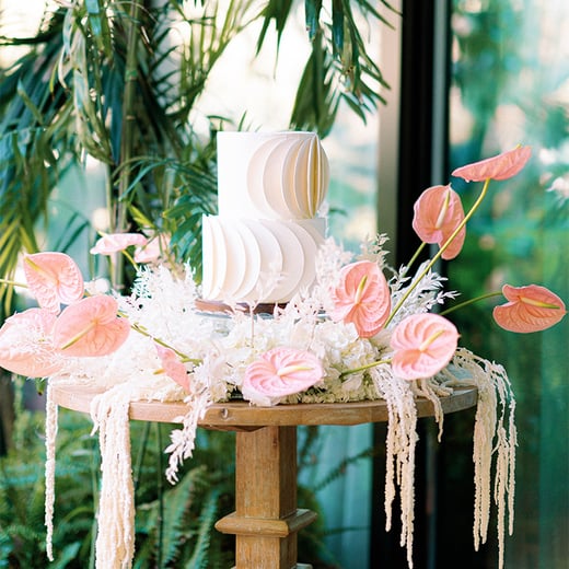 Blush Colored Wedding Shower Cake With Florals