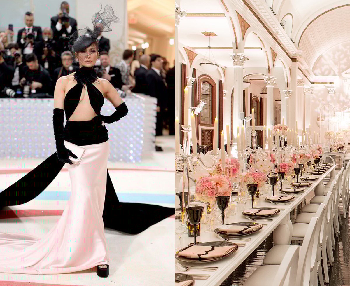 Jennifer Lopez at the Met Gala & Blush Pink and Black Dinner Party
