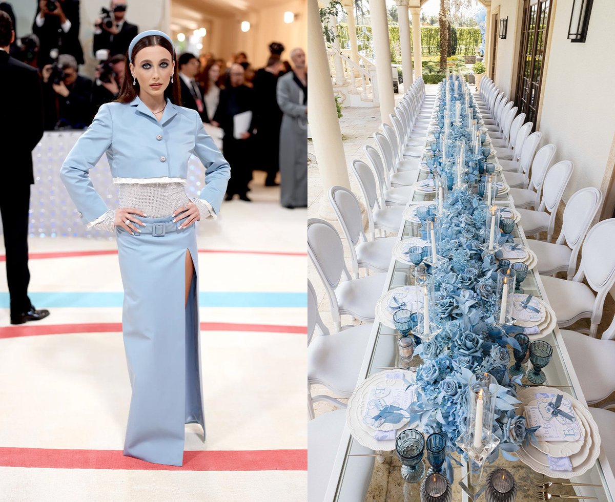 Emma Chamberlain at the Met Gala & Dusty Bleu Tablescape