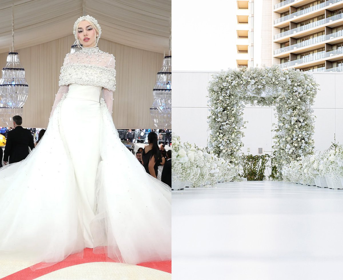 Ava Max at the Met Gala & White Floral Wedding Arch